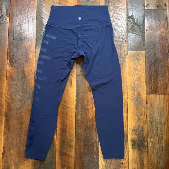 Lululemon Wunder Under High Rise Tight 28” Navy Blue Logo Leggings Size 8 - Picture 1 of 6